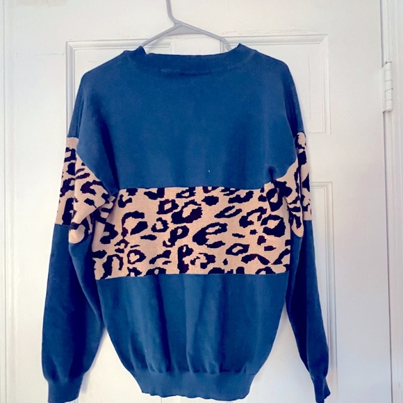 Blue Cheetah print sweater - Picture 2 of 5